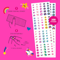 Omy unicorn nail stickers feature bright colors for quick playful nail art.