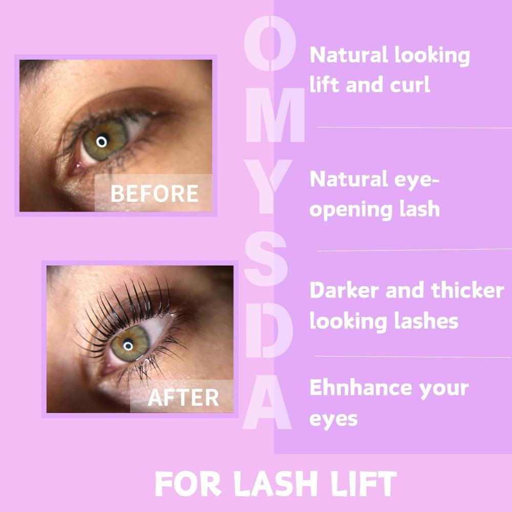 Omysda brows before after look shows lifted results.