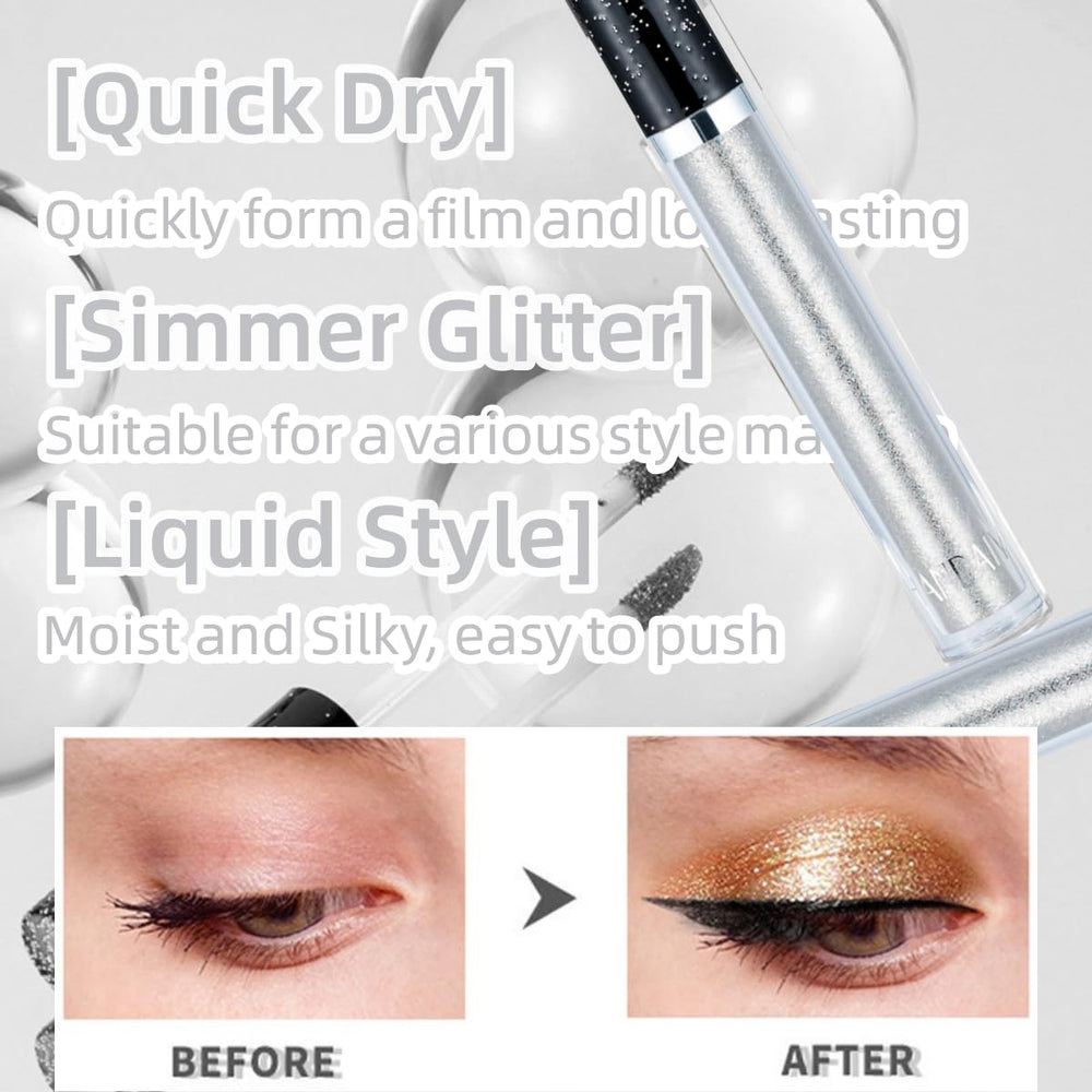 ONarisae glitter eyeshadow liquid pigment in silver delivers vibrant sparkle all day.