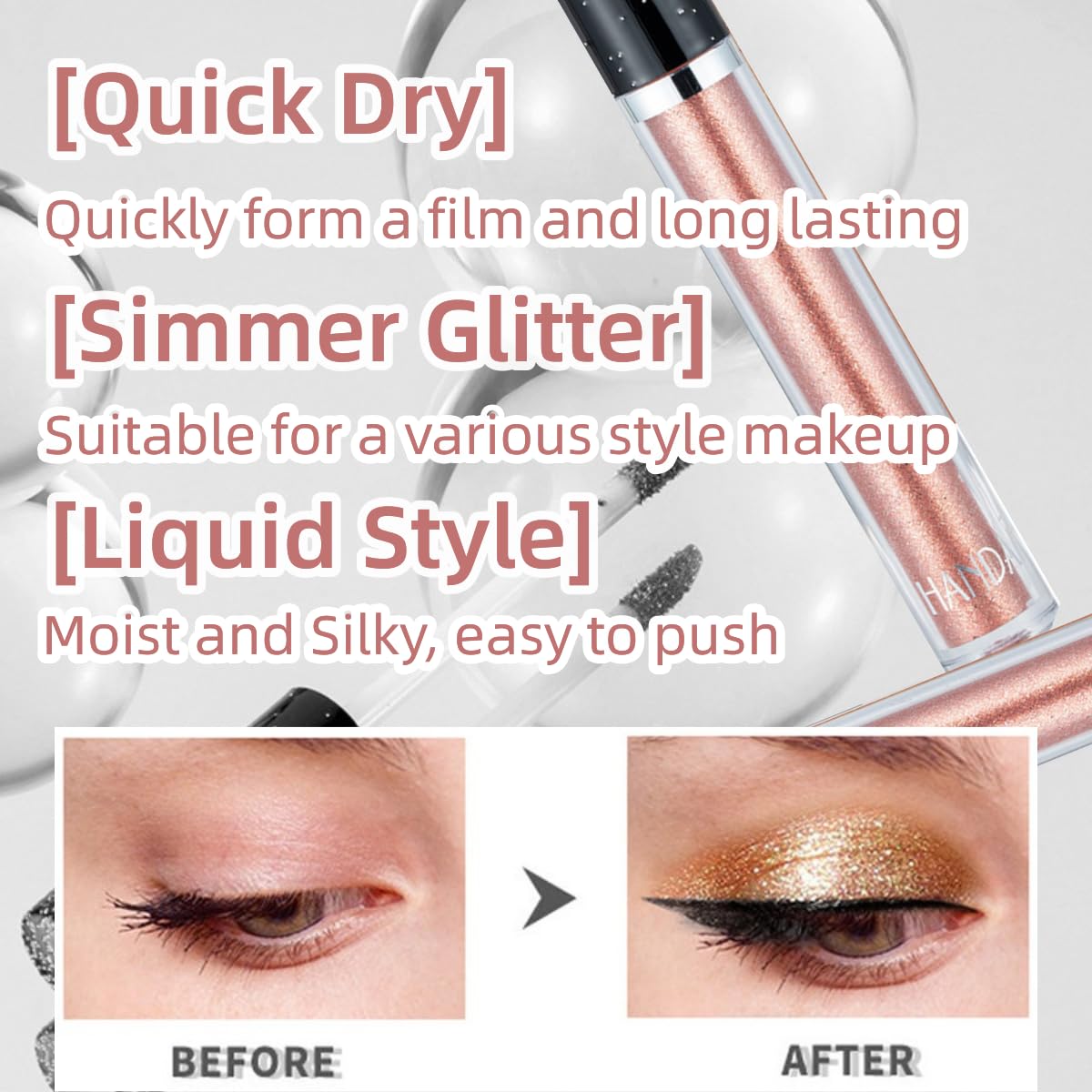 Close-up of ONarisae Glitter Eyeshadow Shimmer glitter for vivid eye looks.