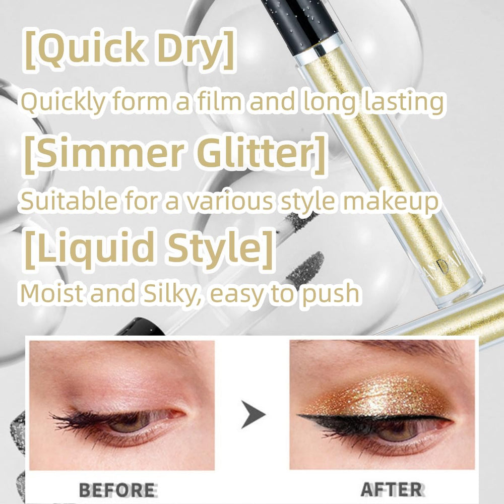 ONarisae glitter eyeshadow swatch showing quick-drying shimmer