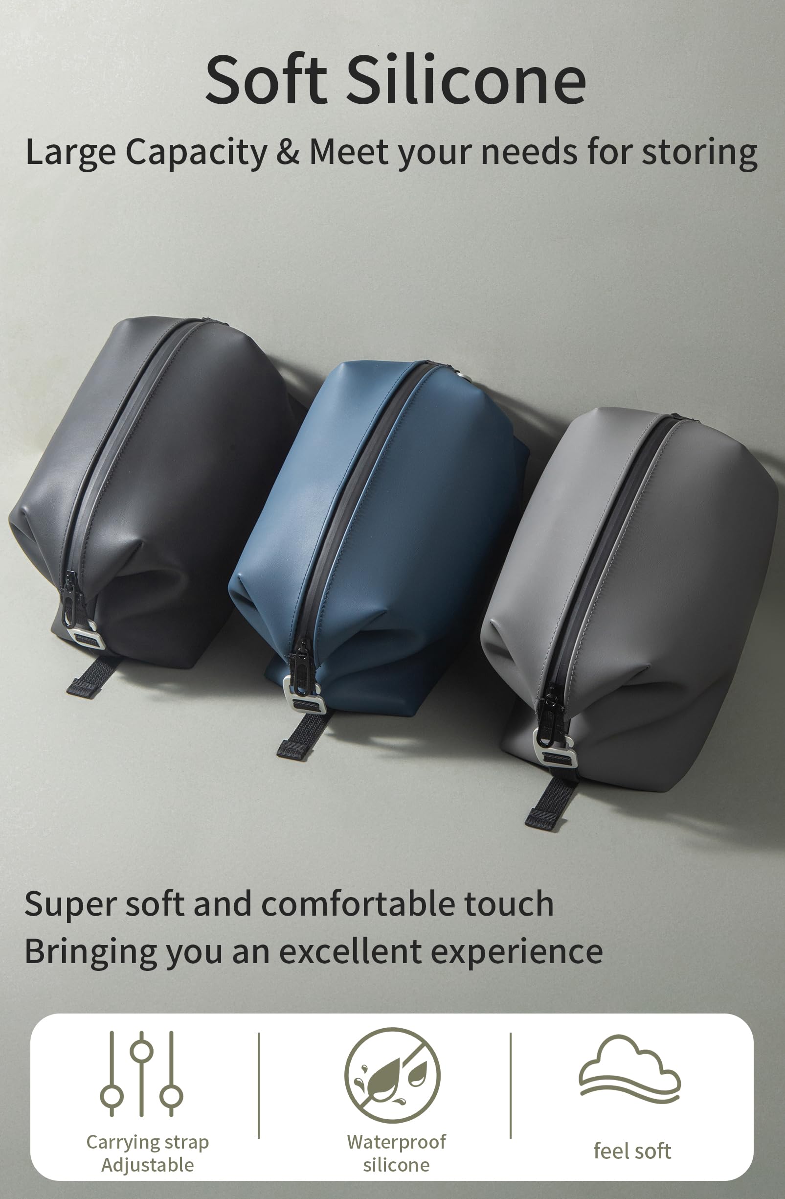 Onbagway navy silicone bag main compartment fits six 553ml bottles