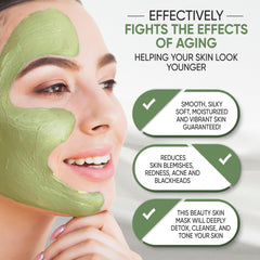 Once Upon A Tea Green Tea Matcha Mud Mask being applied to clean skin for pore refinement