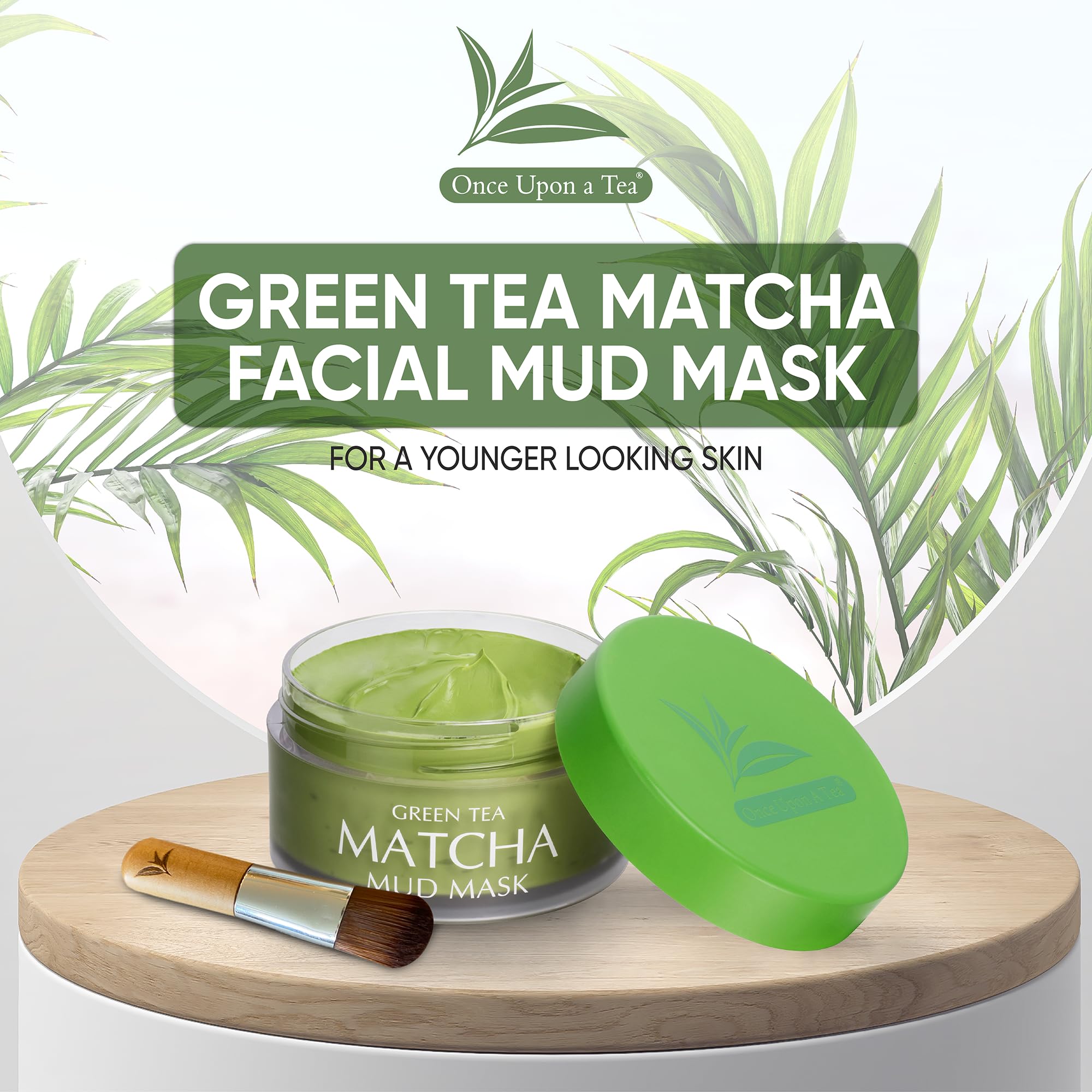 Once Upon A Tea Green Tea Matcha Mud Mask focusing on tightened pores and smoother complexion