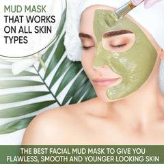 Once Upon A Tea facial mud mask on the face in spa setting for antioxidant support