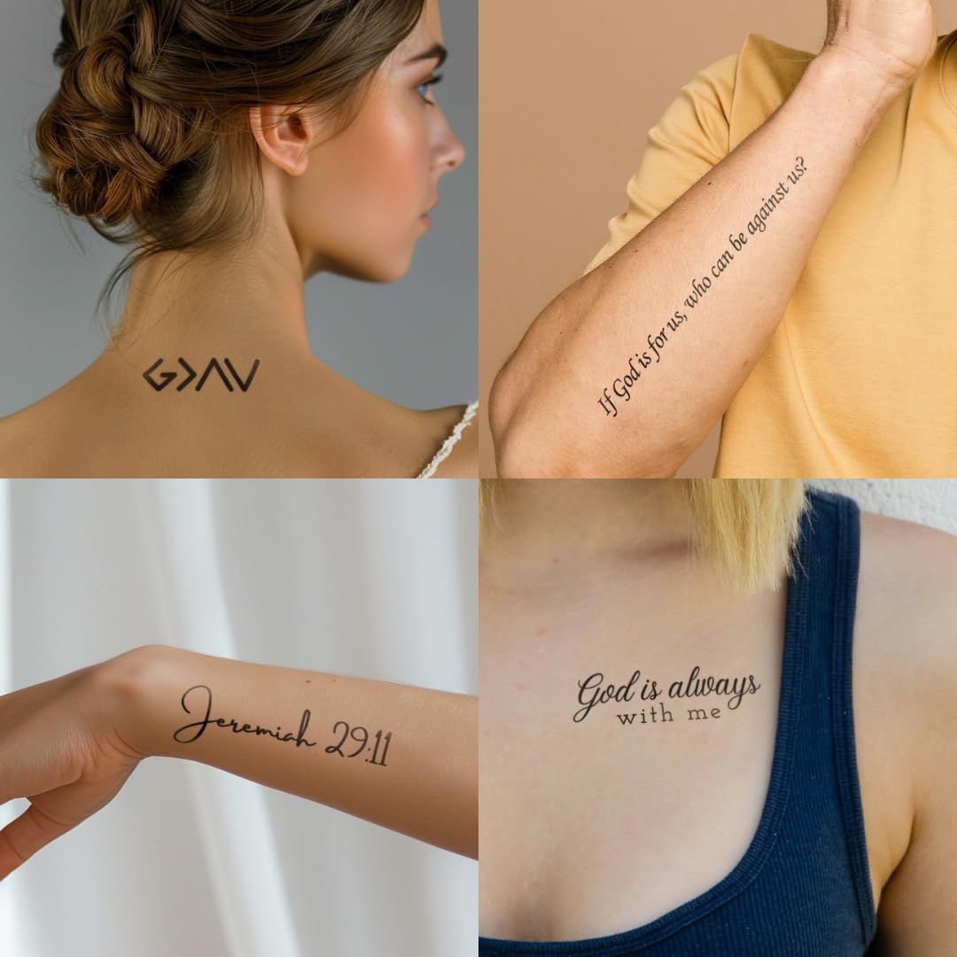 One Grace cross tattoo on upper arm for spiritual motivation