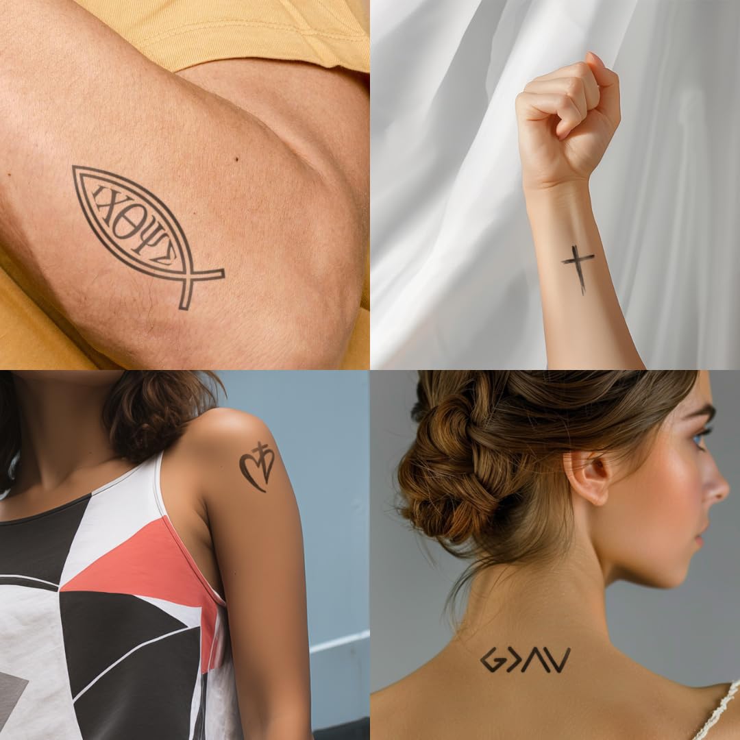 One Grace Cross tattoo small design provides subtle faith expression on wrists or collarbone.