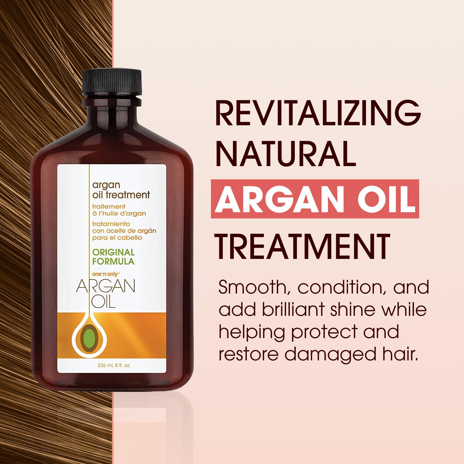 One 'N Only Argan Oil Hair Treatment on hair application for smoothness