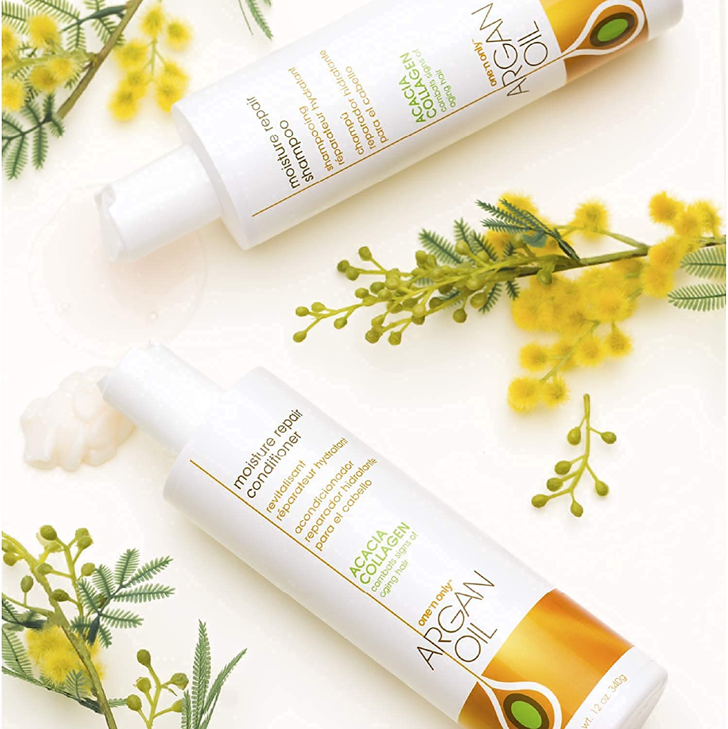 One 'N Only Moisture Repair Shampoo bottle labeled sulfate-free for gentle cleansing