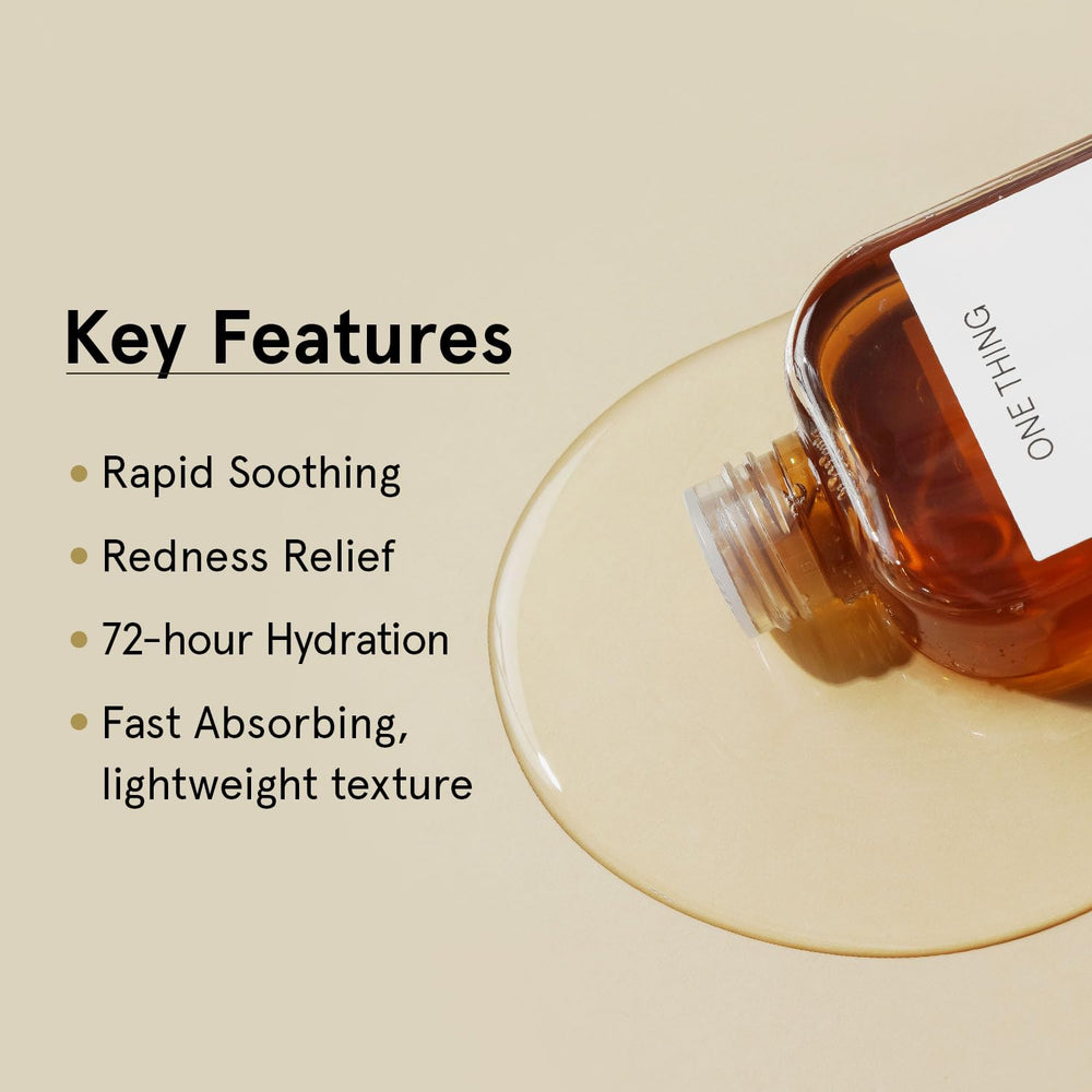 ONE Thing Centella Toner three-ingredient formula supports gentle skin comfort.