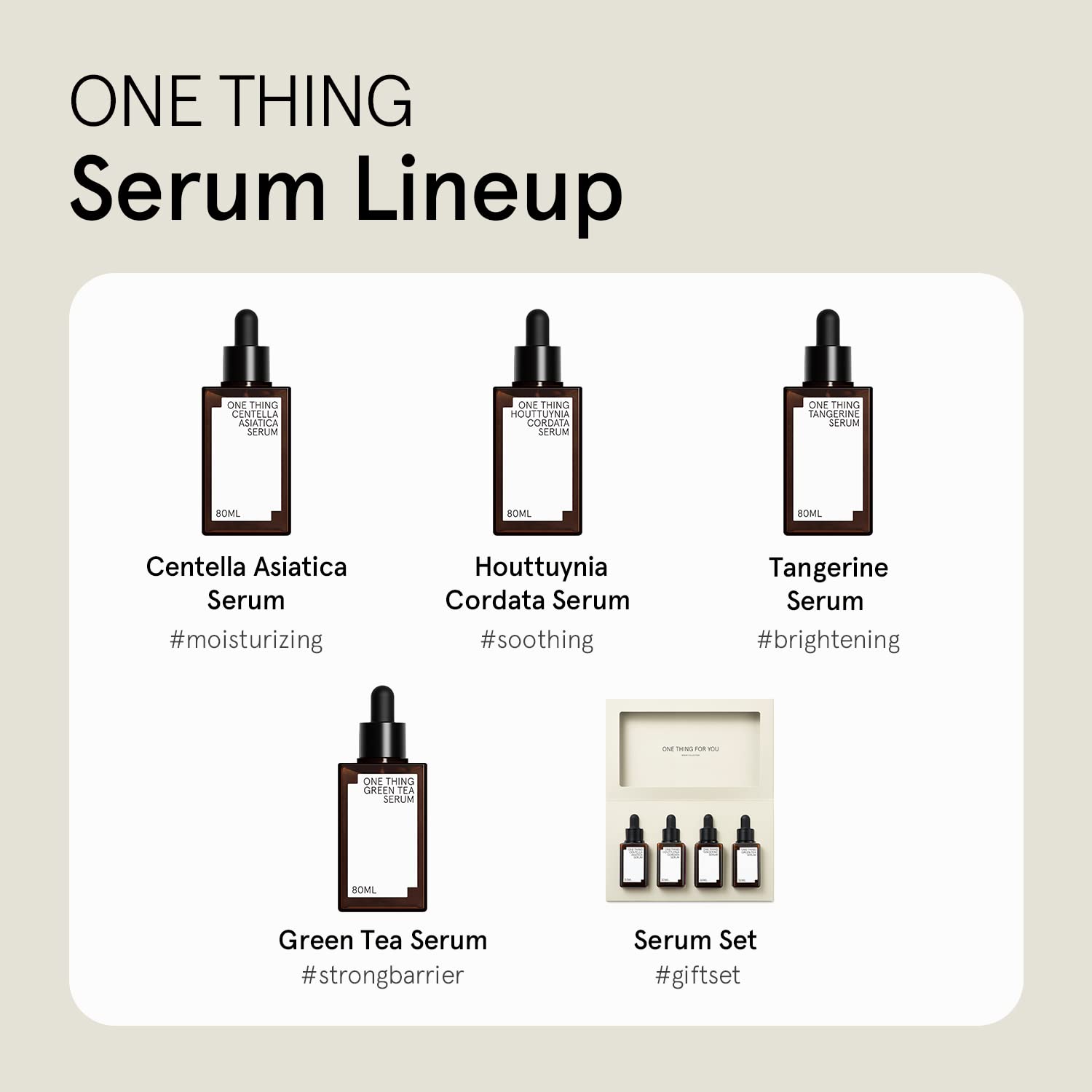 ONE THING serum on bathroom shelf ready for daily hydration