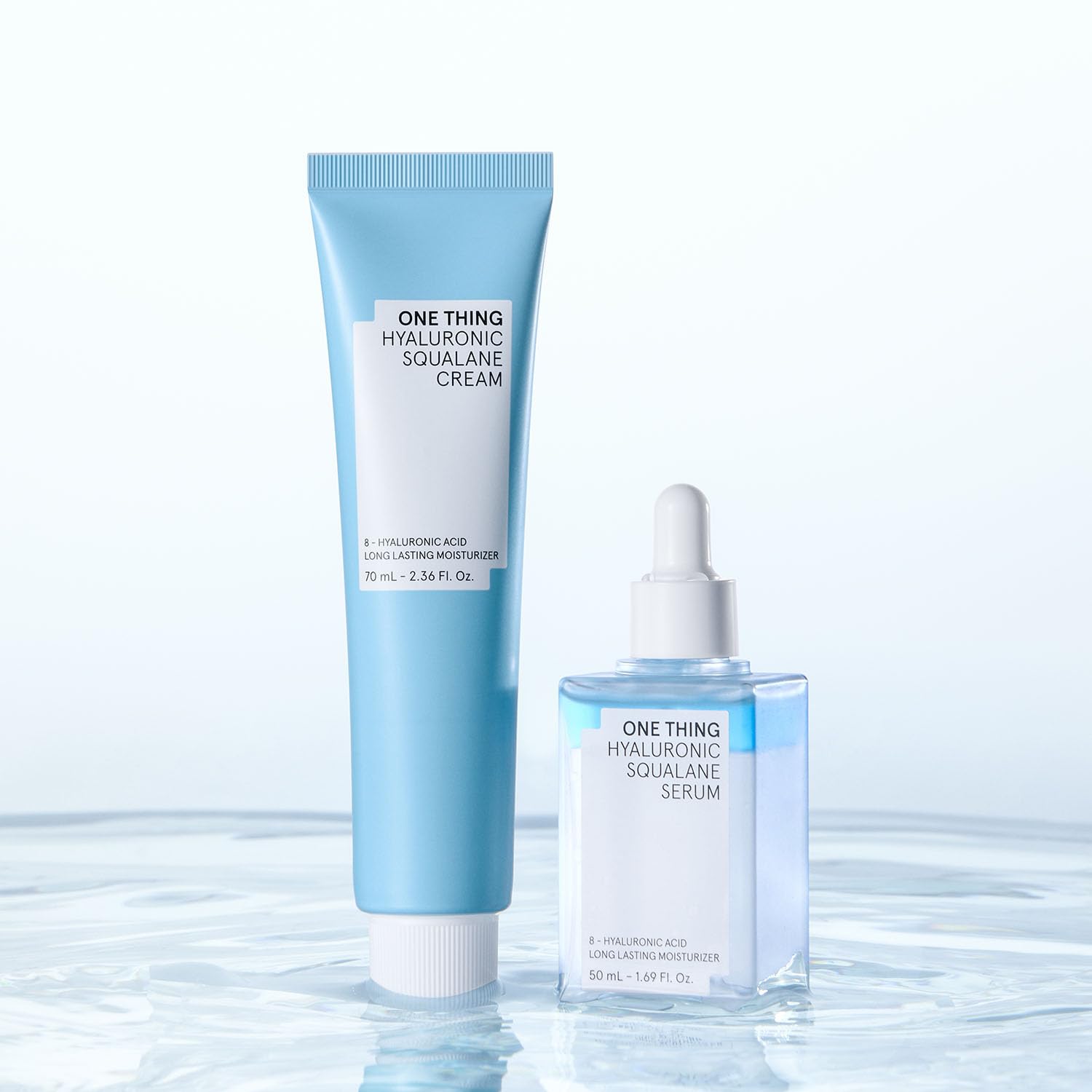 Packaging shot of ONE THING Hyaluronic Squalane Cream conveys premium Korean skincare