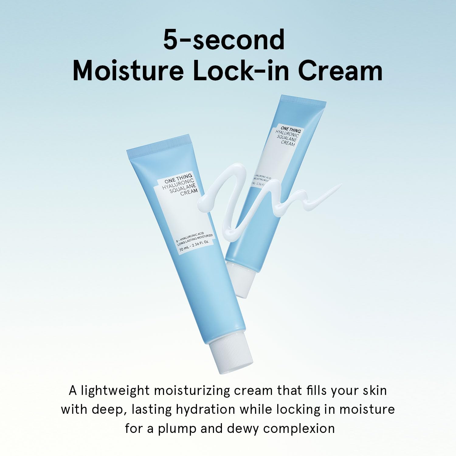 Texture swatch of ONE THING Hyaluronic Squalane Cream reveals lightweight gel-cream finish