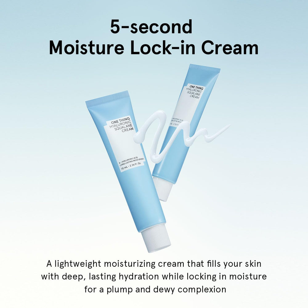 Texture swatch of ONE THING Hyaluronic Squalane Cream reveals lightweight gel-cream finish
