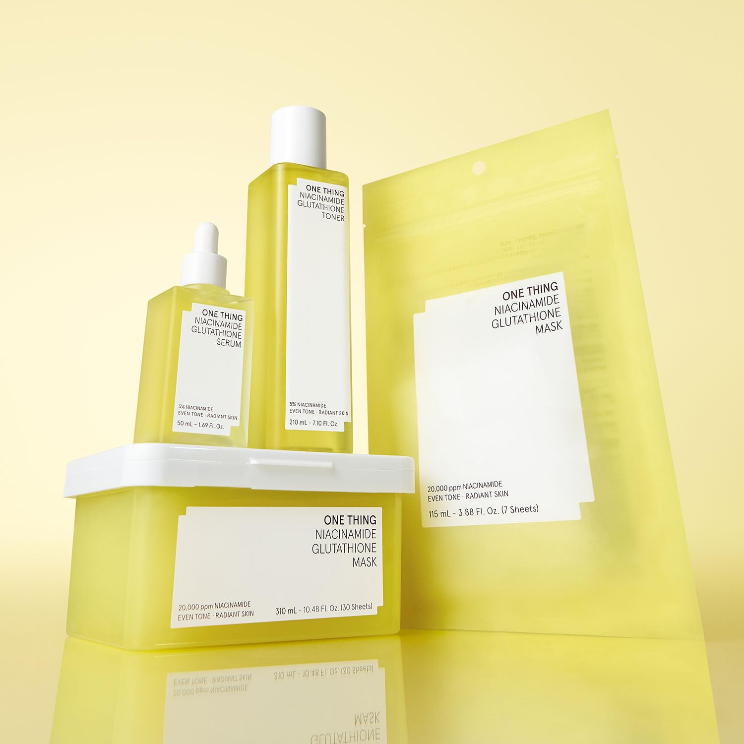Ingredient label highlights Niacinamide and Glutathione in One Thing serum