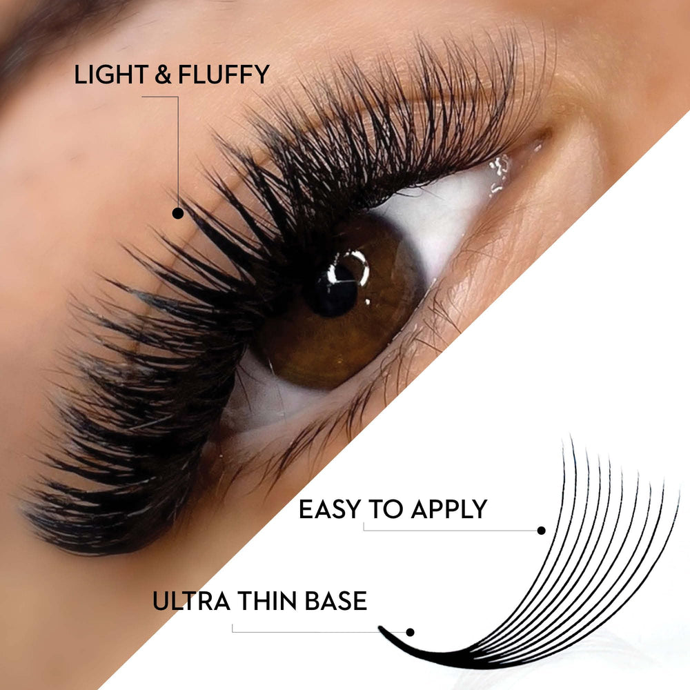 One V Salon feather like fans enable smooth wrap around natural lashes.