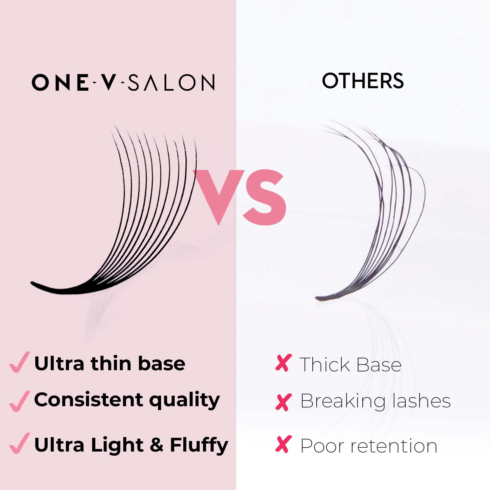 One V Salon full coverage lash extensions create seamless natural results.