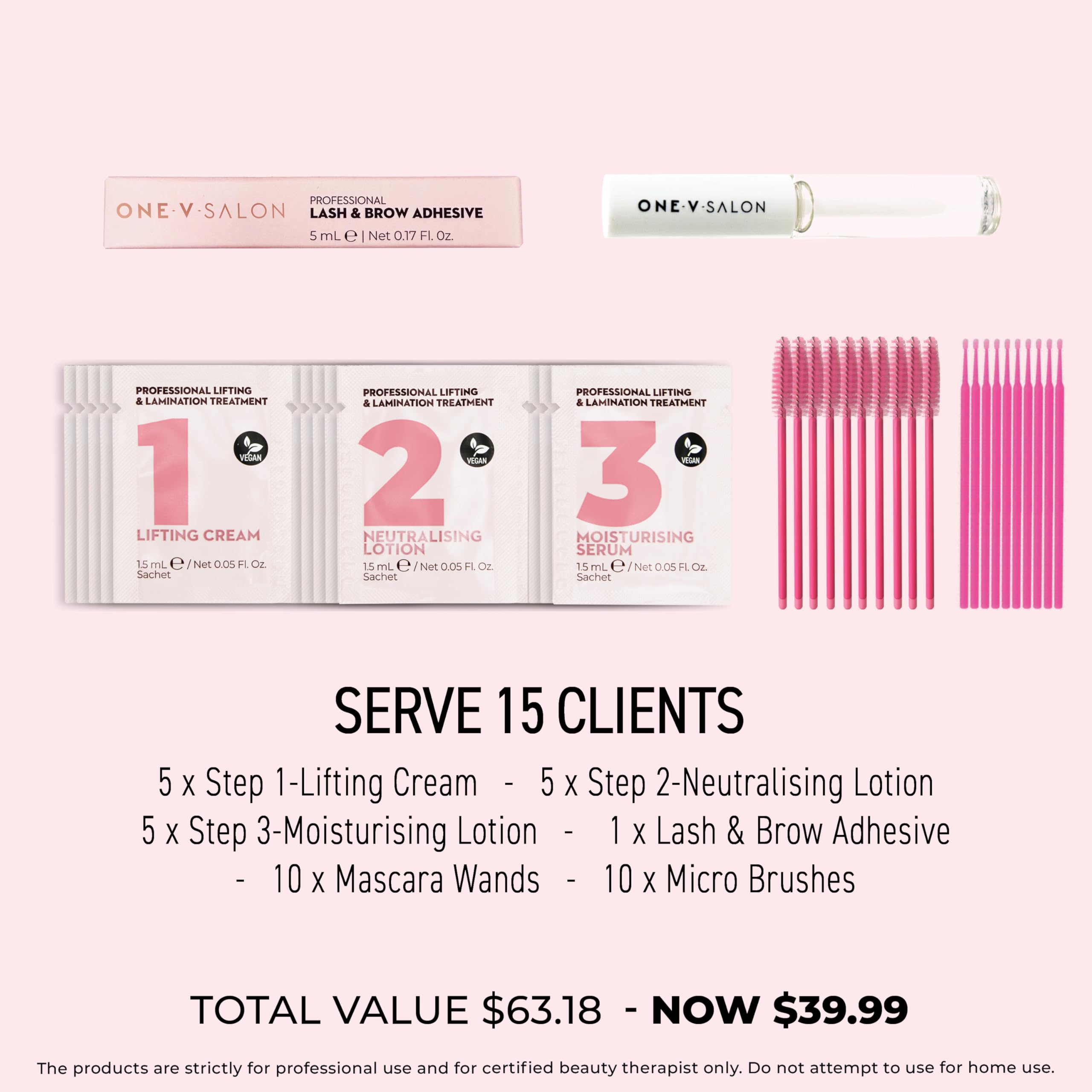 One V Salon lifting cream sachet ready for fast, reliable brow lift