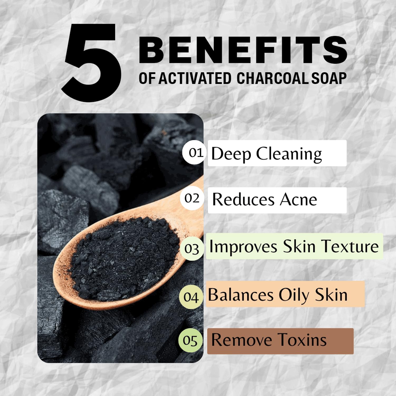 One With Nature charcoal soap lather illustrating gentle exfoliation for refreshed skin.