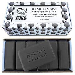 One With Nature charcoal soap pack front view for daily cleansing and gifting.