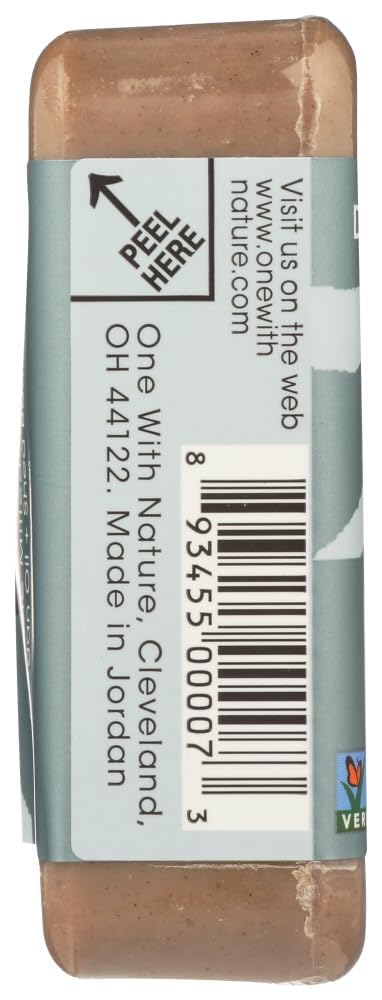 One With Nature Dead Sea Mud Soap texture closeup shows creamy lather.