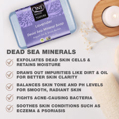 One With Nature Dead Sea Salt Lavender Soap closeup foamy texture ideal for exfoliating skin