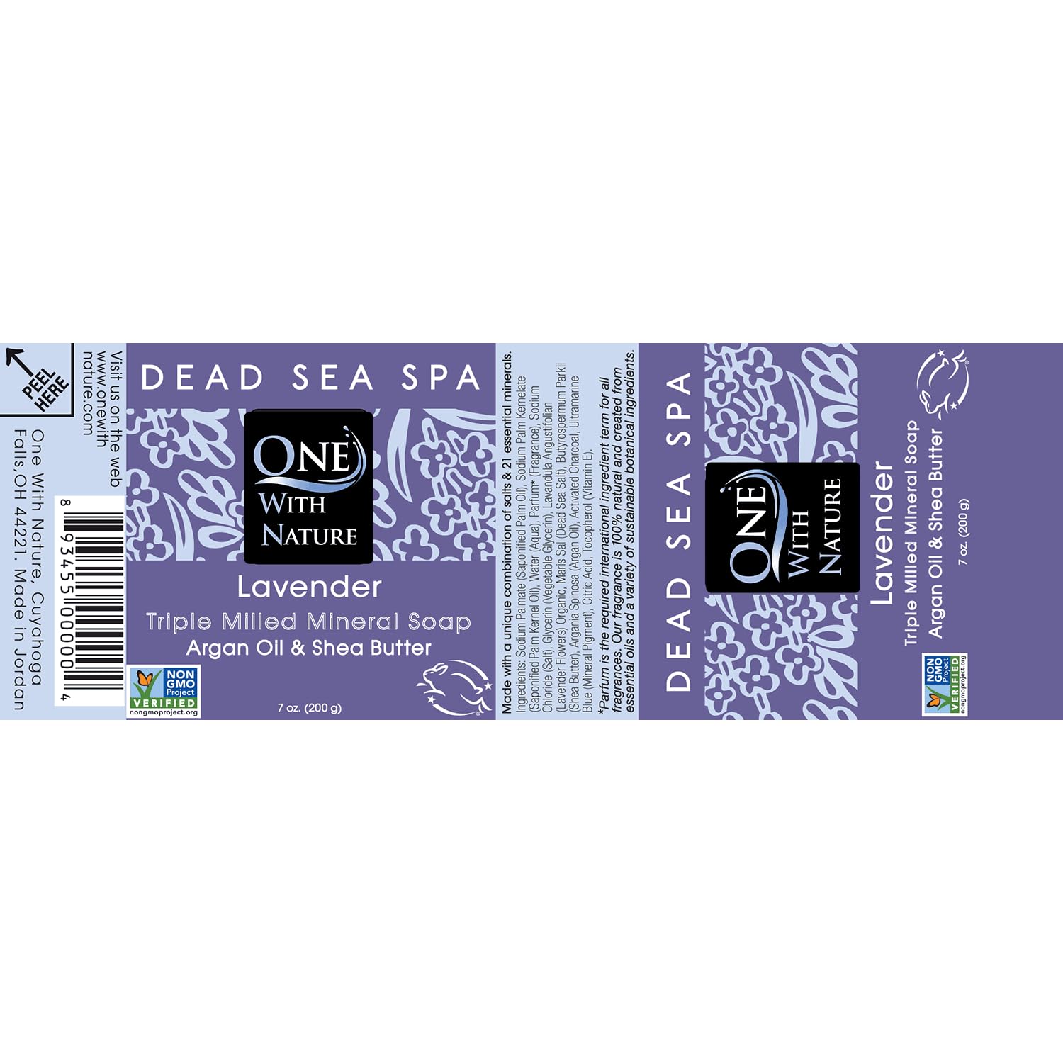 Eco-friendly packaging of One With Nature Dead Sea Salt Lavender Soap