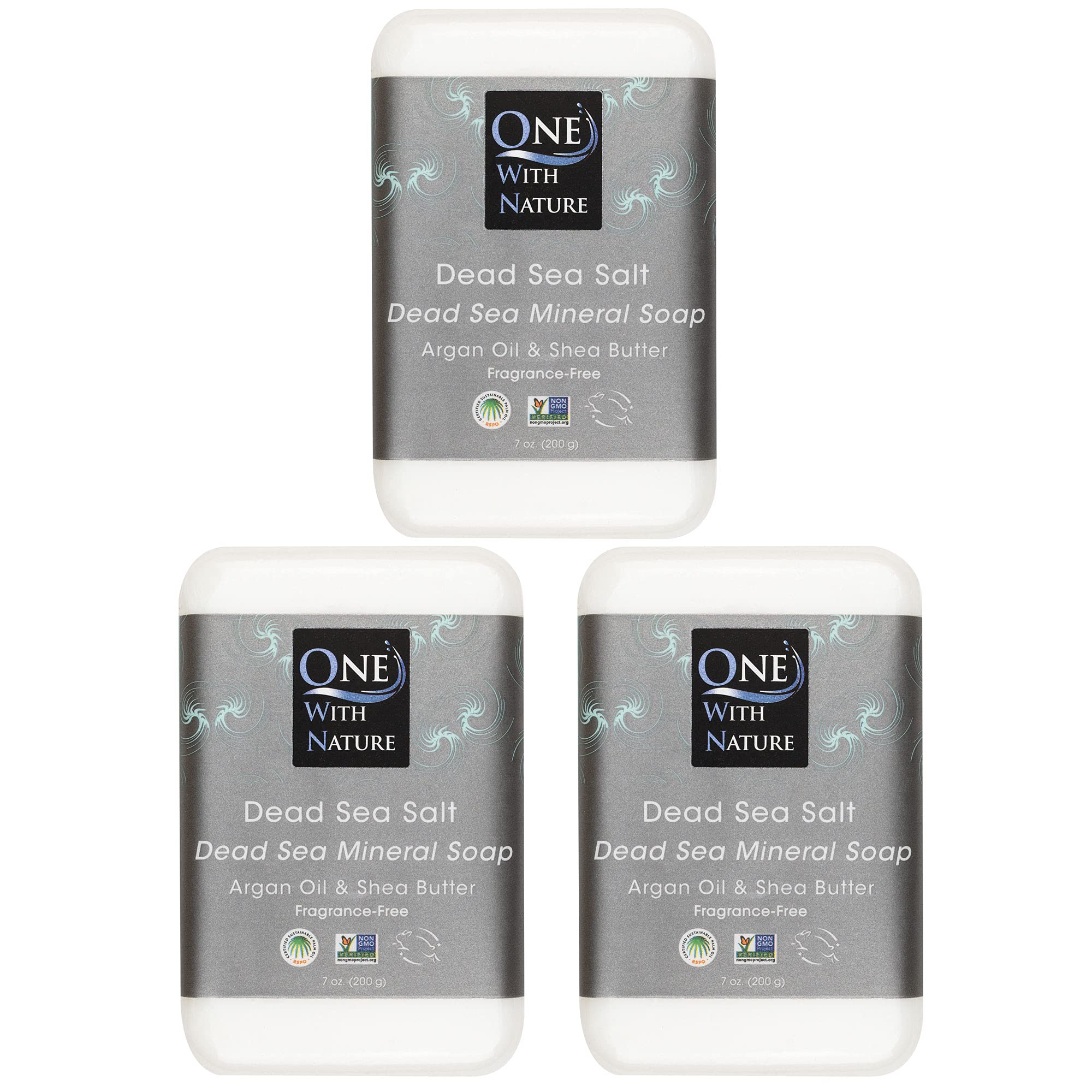 One With Nature Dead Sea Soap 3-pack front view for purifying cleansing and balanced skin.