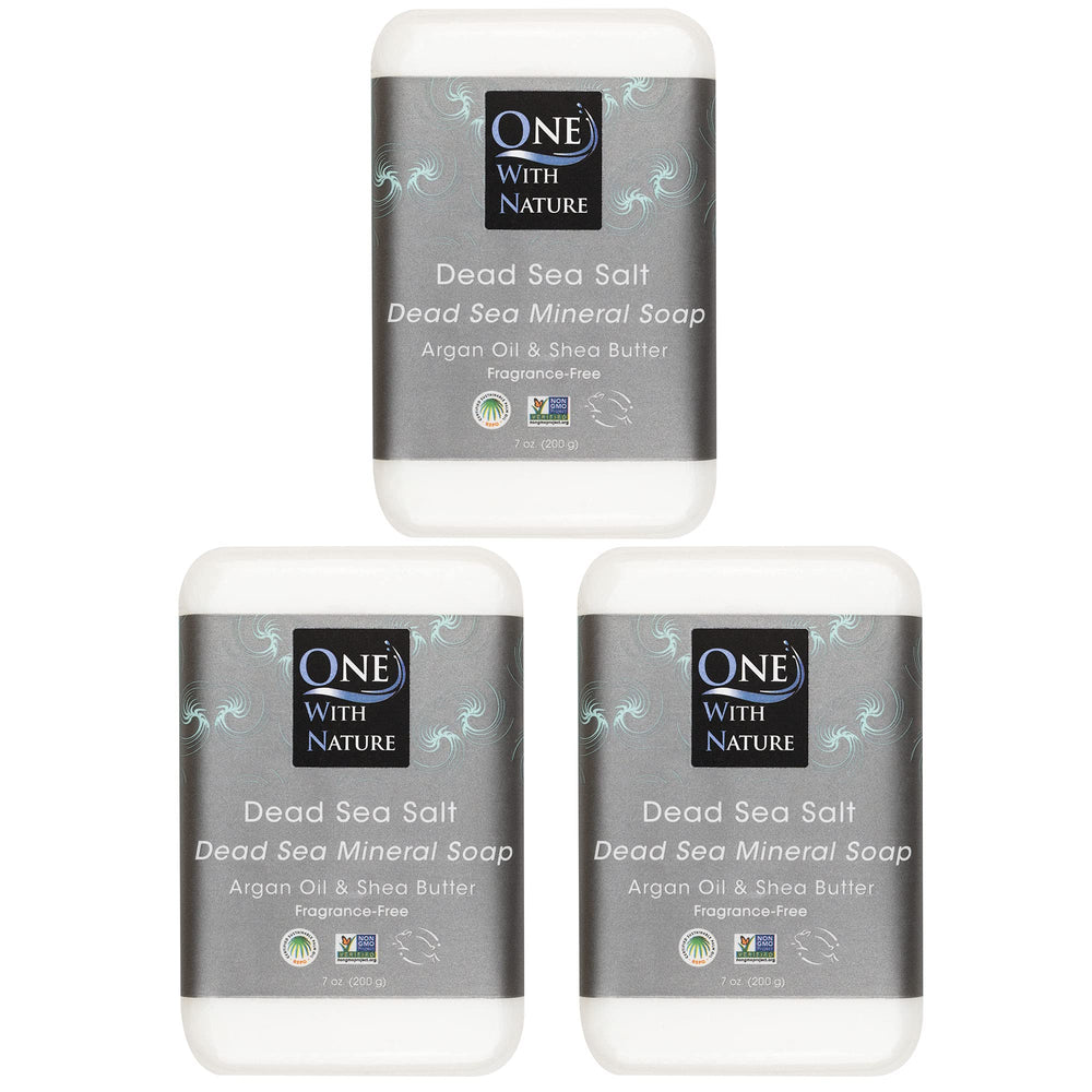 One With Nature Dead Sea Soap 3-pack front view for purifying cleansing and balanced skin.