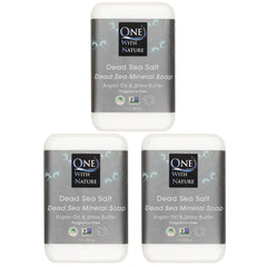 One With Nature Dead Sea Soap 3-pack front view for purifying cleansing and balanced skin.