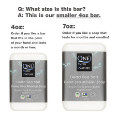 One With Nature Dead Sea Salt Soap 4oz pack lather closeup delivering exfoliation and hydration.