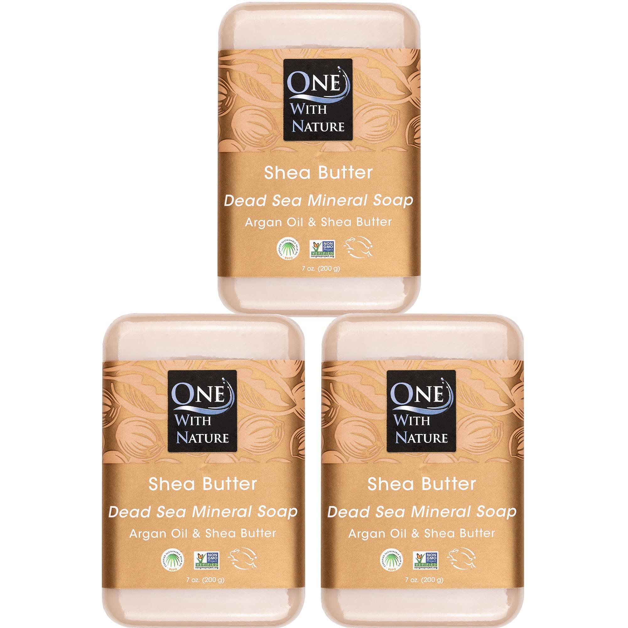 One With Nature Dead Sea Salt Soap 7oz 3-pack packaging highlights mineral-rich formula