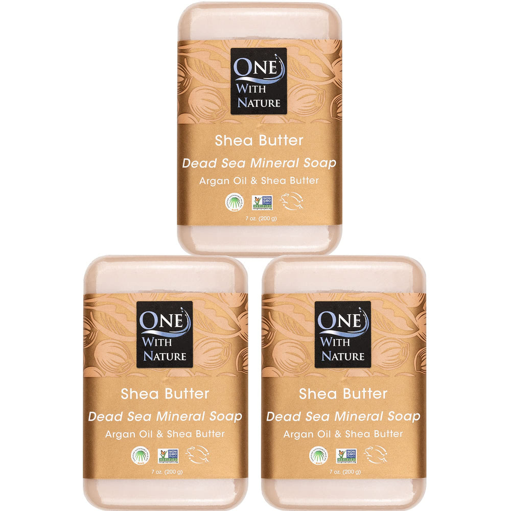 One With Nature Dead Sea Salt Soap 7oz 3-pack packaging highlights mineral-rich formula