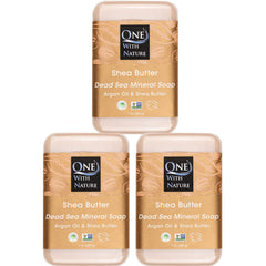 One With Nature Dead Sea Salt Soap 7oz 3-pack packaging highlights mineral-rich formula