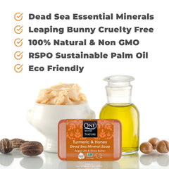 One With Nature Dead Sea Salt Turmeric Soap lather close-up showing creamy foam