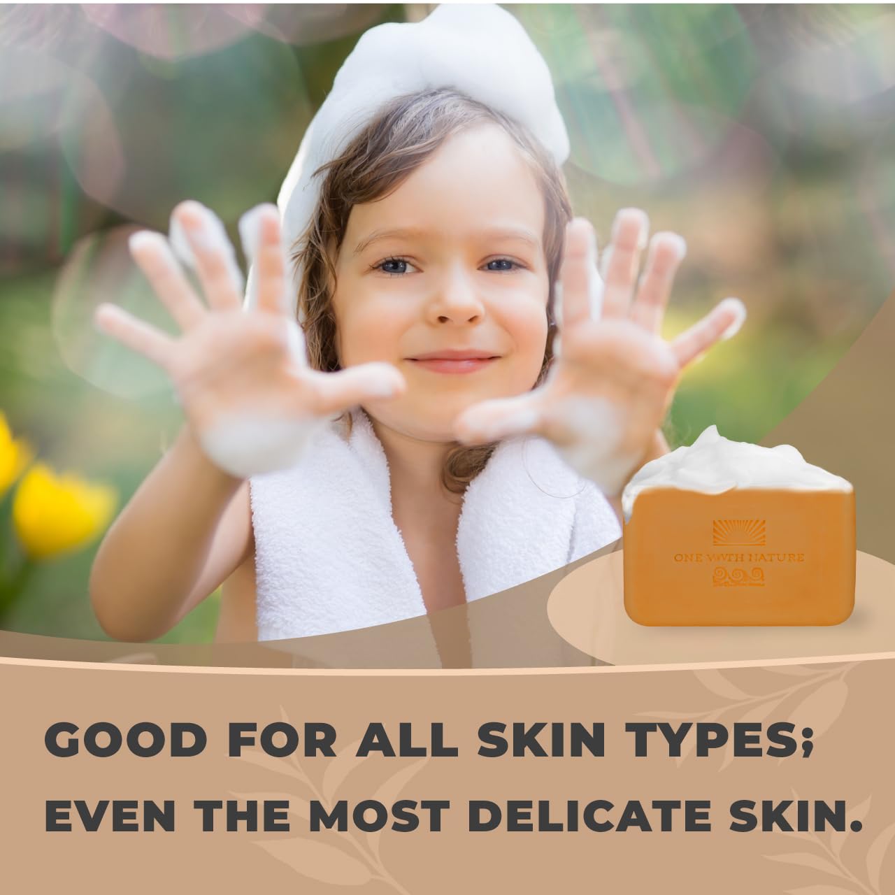 One With Nature Dead Sea Salt Turmeric Soap minerals close-up highlighting minerals