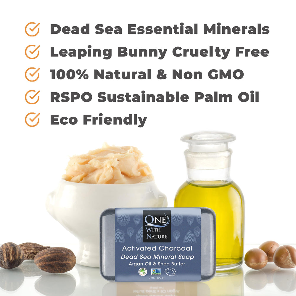 One With Nature shea butter and argan oil blend emphasizing moisturizing balance.