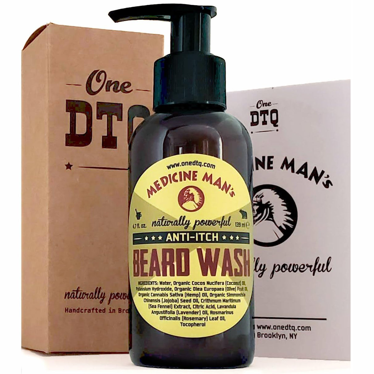 OneDTQ Medicine Man's Itchy Beard Wash bottle-top view for easy daily dispensing