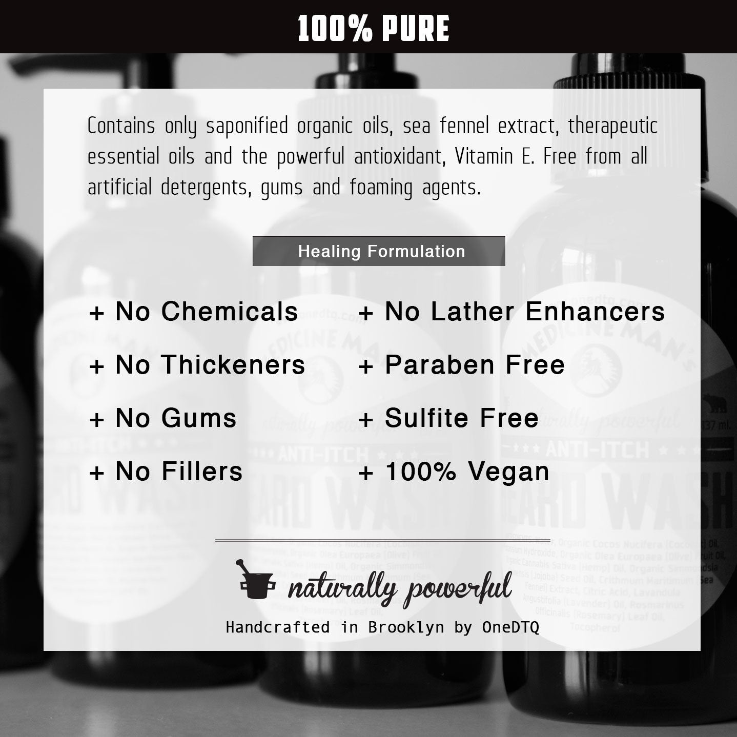 OneDTQ Medicine Man's Itchy Beard Wash natural formula for calm, revived skin