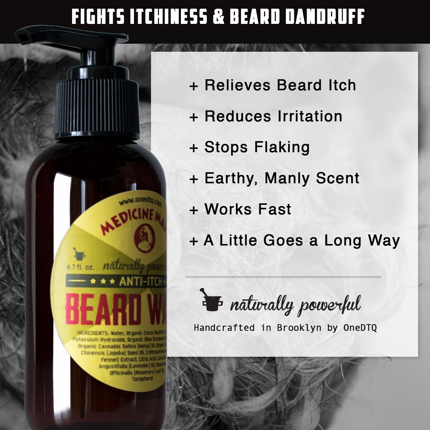 OneDTQ Medicine Man's Itchy Beard Wash pump-dispense demonstrates convenient application