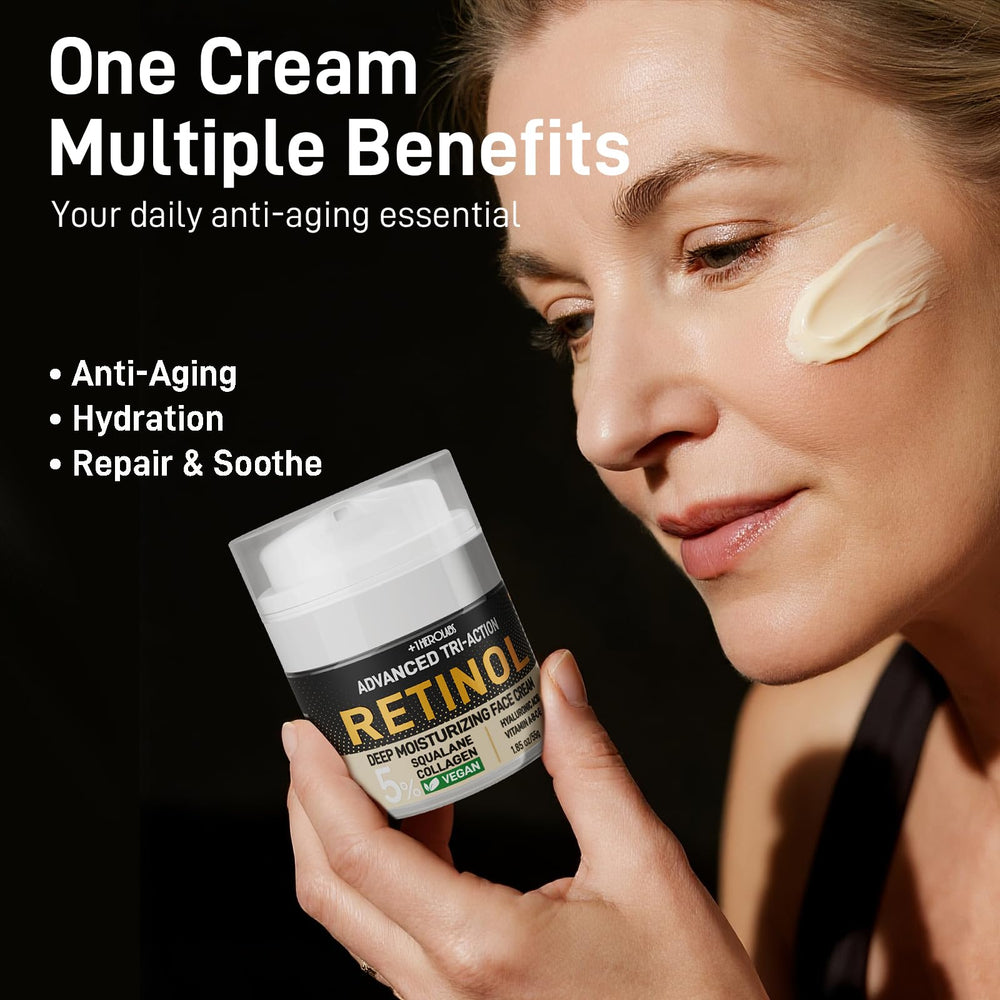 OneHerolabs retinol moisturizer texture close-up highlighting smooth, fragrance-free formula.