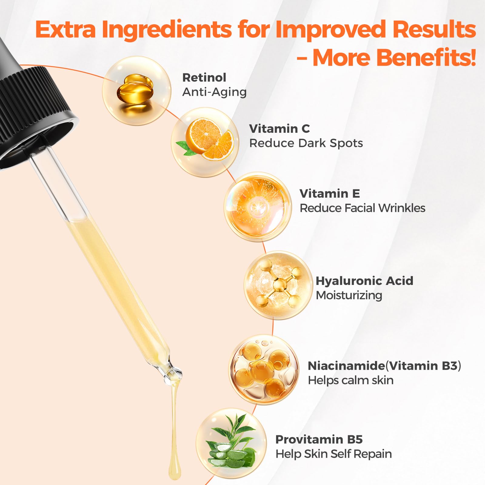 Dropper applying serum on clean skin for smooth texture.