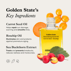 Onekind Golden State sea buckthorn focus with antioxidant-rich protection for radiant skin.