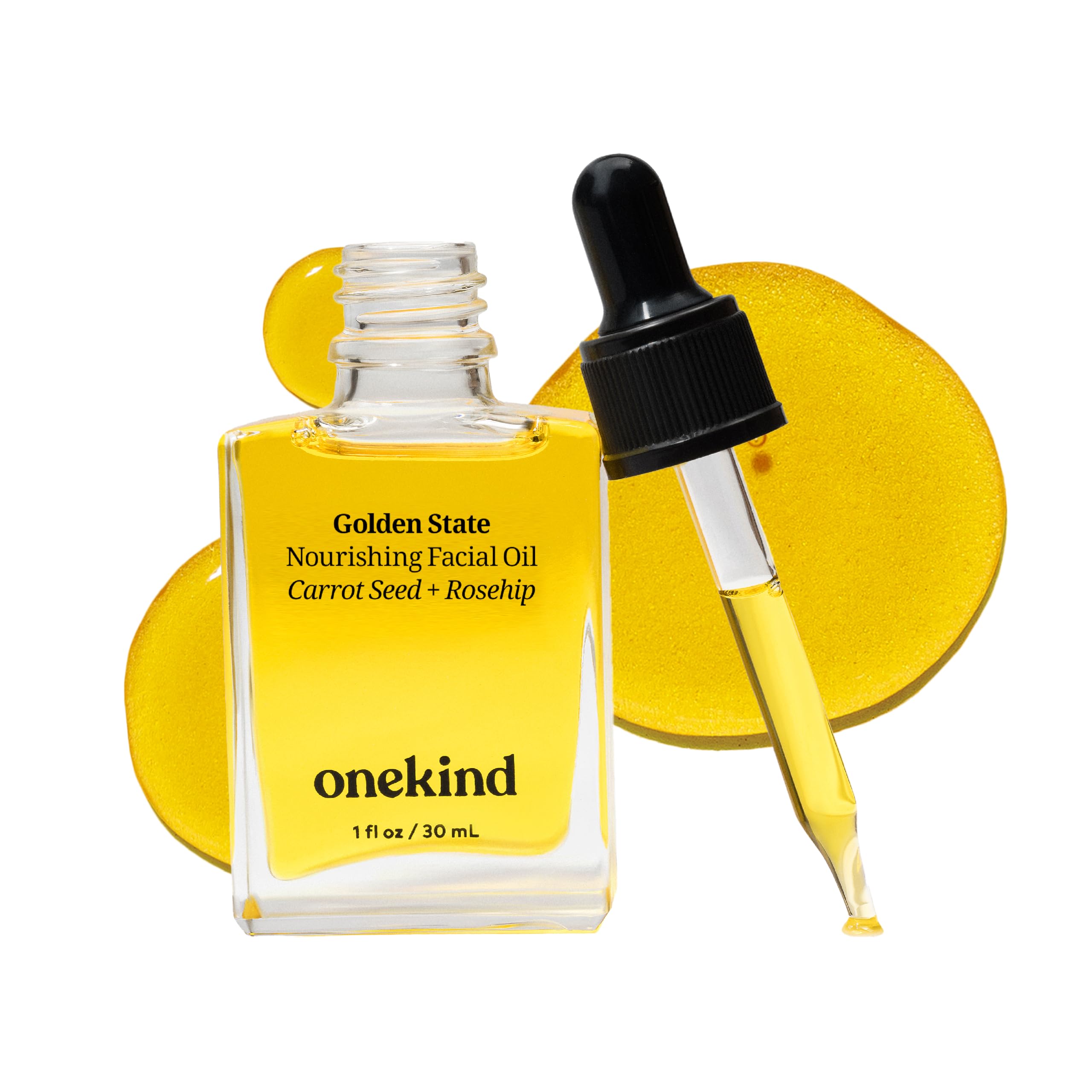 Onekind Golden State vanity setup with oil on display highlighting premium dry-skin hydration.