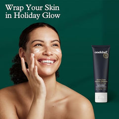 Onekind Night Moisturizer jar closeup highlights rich texture for dry skin.