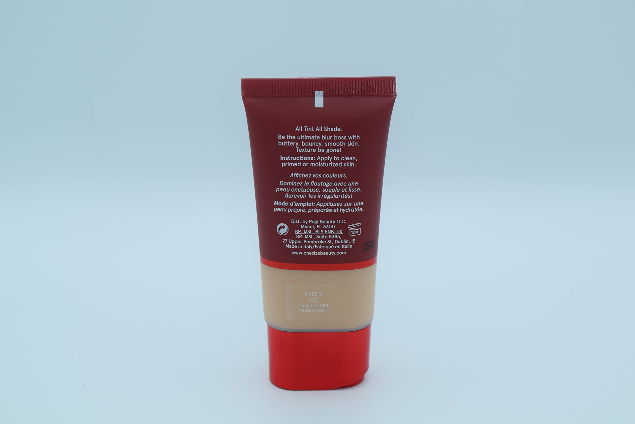 OneSize Blurring Foundation texture close-up highlights mousey formula for easy blending.