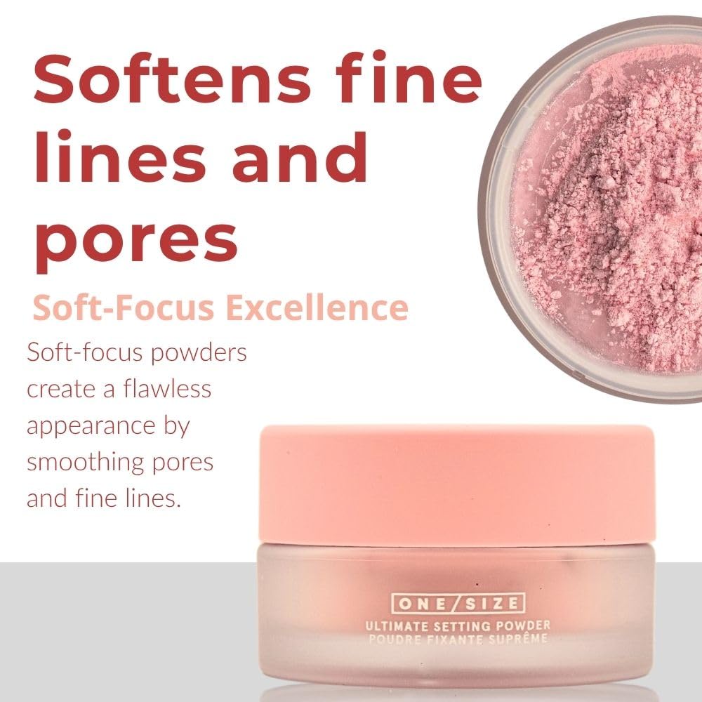 One Size Ultimate Blurring Powder visibly blurs pores for a soft-focus complexion.