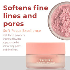 One Size Ultimate Blurring Powder visibly blurs pores for a soft-focus complexion.