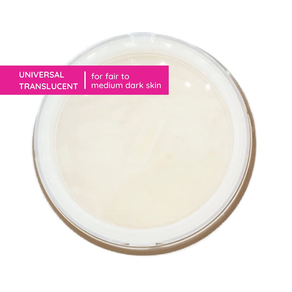 ONE/SIZE universal translucent powder texture appears silky on skin for even tone.