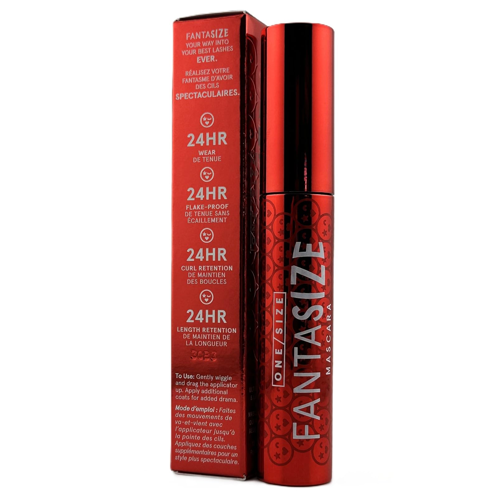 Lashes appear curled and elongated after applying ONE/SIZE Fantasize mascara